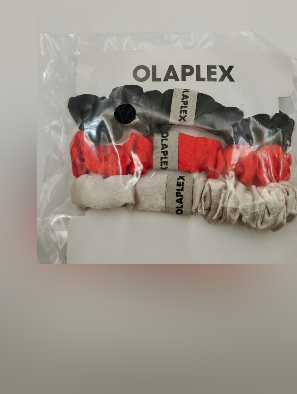 Olaplex Set of 3 Satin Scrunchies — Black, Red, Cream BRAND NEW - Picture 2 of 2